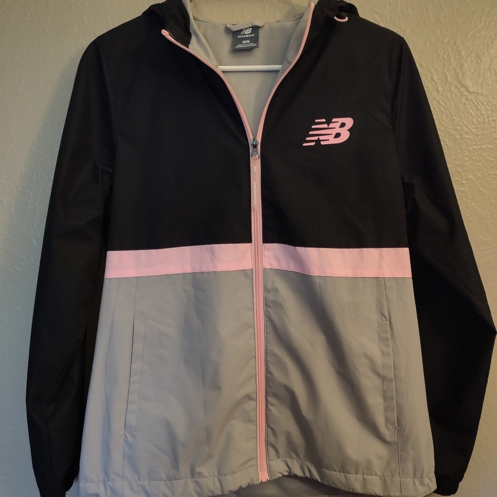 New Balance Hooded Fully Lined Color Block Windbreaker Jacket Size Medium - Picture 3 of 16